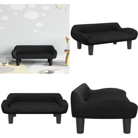 Sofá para niños de terciopelo negro 70x40x24 cm - Sofá infantil - Sofá de terciopelo