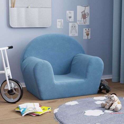 Sofá para niños felpa suave azul vidaXL