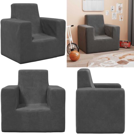 Sofá para niños felpa suave gris antracita - Sofá felpa - Sofá gris antracita