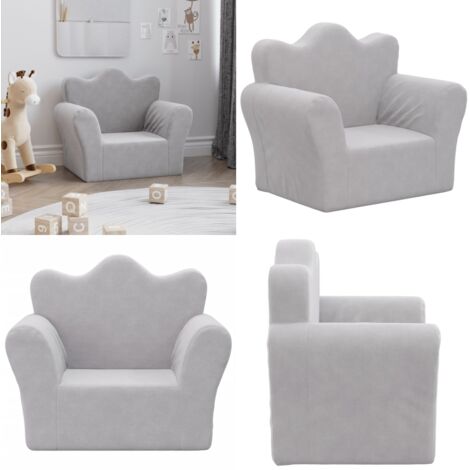 Sofá para niños felpa suave gris claro - Sofá infantil - Sofá felpa
