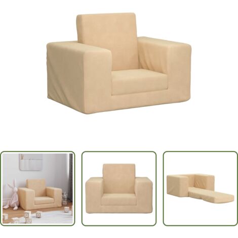 Sofá para niños -  Sofá cama infantil felpa suave color crema