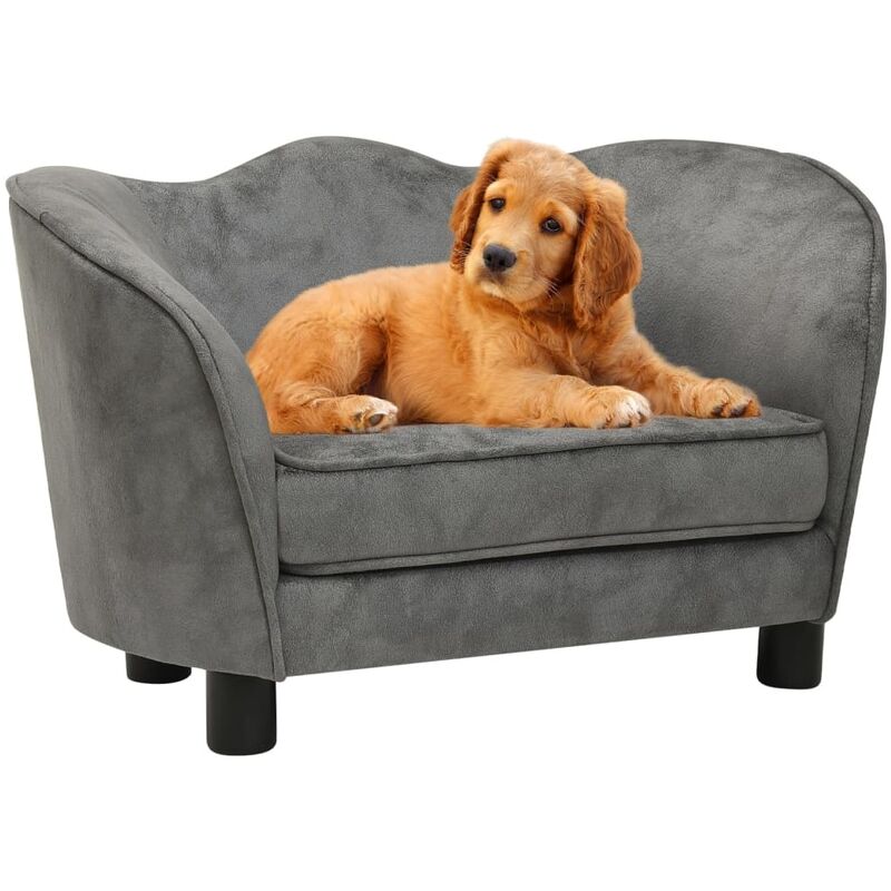 

BHD - Sofá para perro felpa gris 66x43x40 cm