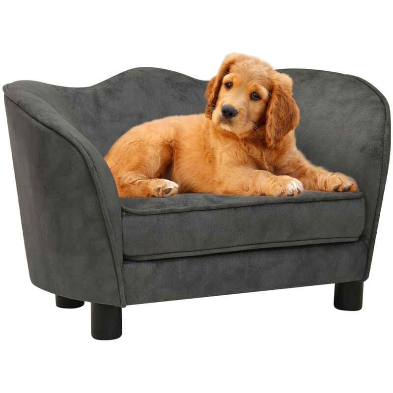

BHD - Sofá para perro felpa gris oscuro 66x43x40 cm