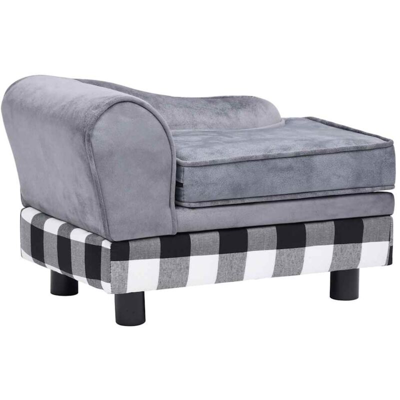 

vidaXL Sofá para perro gris felpa 57x34x36 cm - Gris