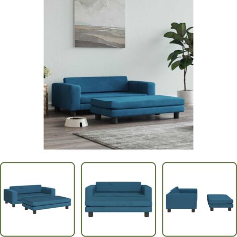 Sofá para perros -  Cama para perros con extensión terciopelo azul 100x50x30 cm