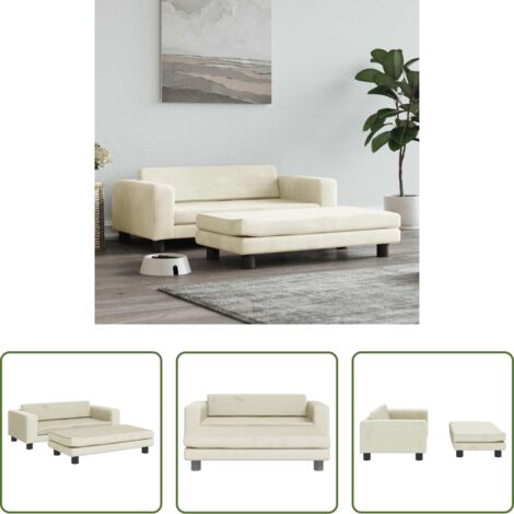 Sofá para perros -  Cama para perros con extensión terciopelo crema 100x50x30 cm
