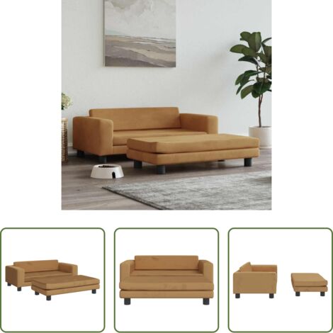 Sofá para perros -  Cama para perros con extensión terciopelo marrón 100x50x30 cm