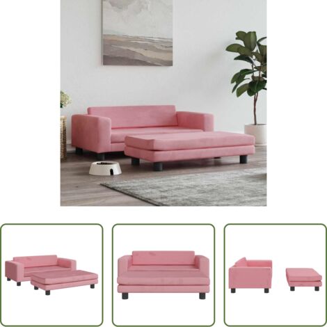Sofá para perros -  Cama para perros con extensión terciopelo rosa 100x50x30 cm