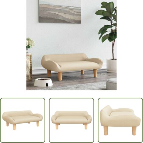 Sofá para perros -  Cama para perros de tela crema 70x40x24 cm