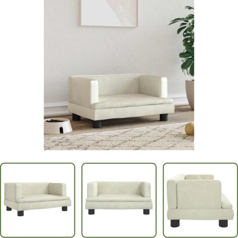 Sofá para perros -  Cama para perros de terciopelo crema 60x40x30 cm