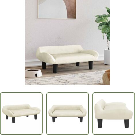 Sofá para perros -  Cama para perros de terciopelo crema 70x40x24 cm