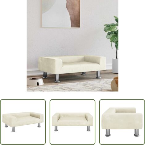 Sofá para perros -  Cama para perros de terciopelo crema 70x45x26,5 cm