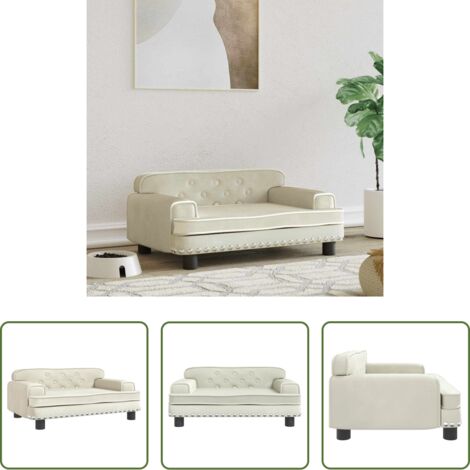 Sofá para perros -  Cama para perros de terciopelo crema 70x45x30 cm