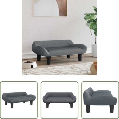 Sofá para perros -  Cama para perros de terciopelo gris oscuro 70x40x24 cm