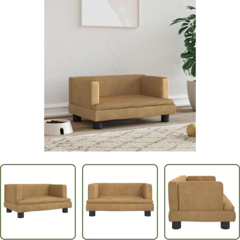 Sofá para perros -  Cama para perros de terciopelo marrón 60x40x30 cm