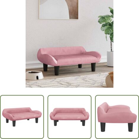 Sofá para perros -  Cama para perros de terciopelo rosa 70x40x24 cm
