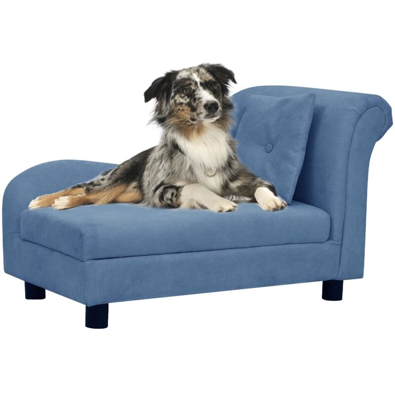 

BHD - Sofá para perros con almohada azul felpa 83x44x44 cm