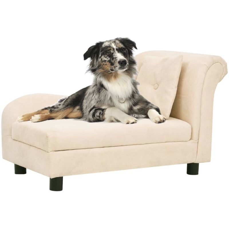

BHD - Sofá para perros con almohada crema felpa 83x44x44 cm