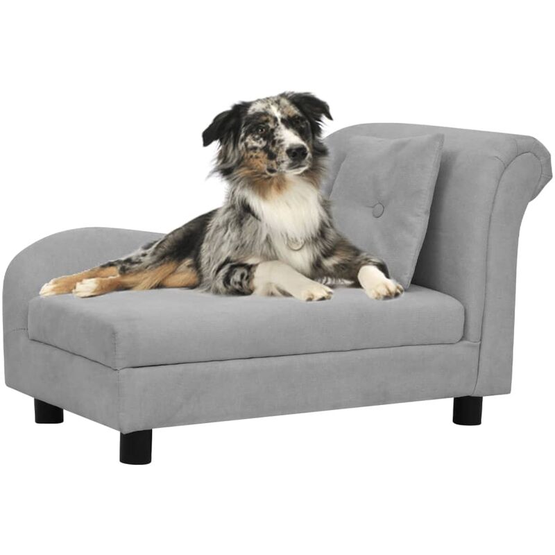 

BHD - Sofá para perros con almohada gris felpa 83x44x44 cm