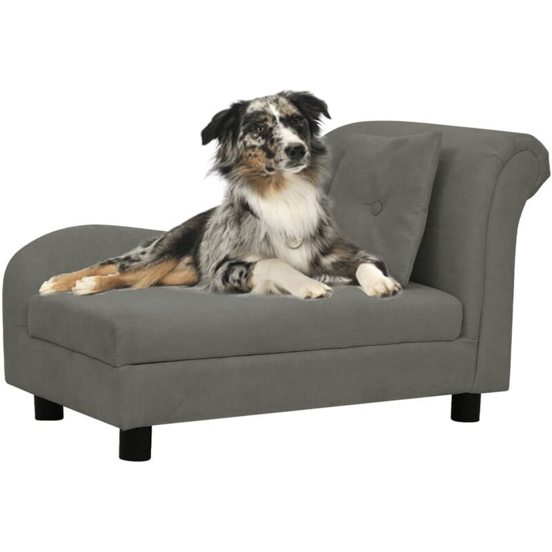 

BHD - Sofá para perros con almohada gris oscuro felpa 83x44x44 cm