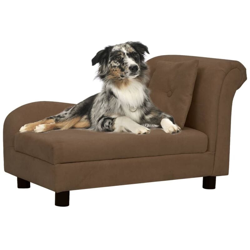 

Sofá para perros con almohada marrón felpa 83x44x44 cm