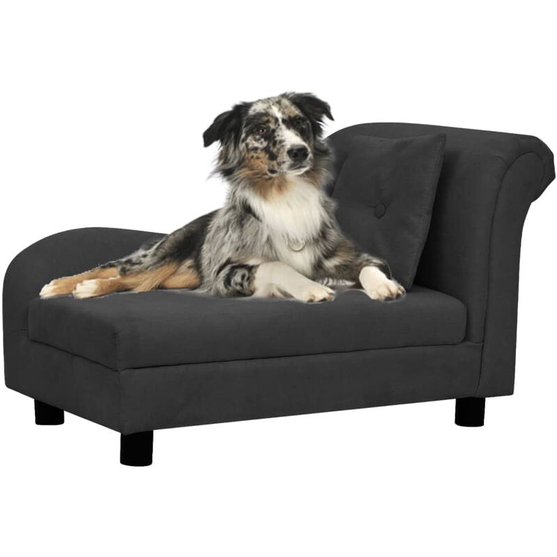 

Sofá para perros con almohada negro felpa 83x44x44 cm