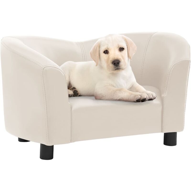 

BHD - Sofá para perros cuero sintético crema 67x41x39 cm