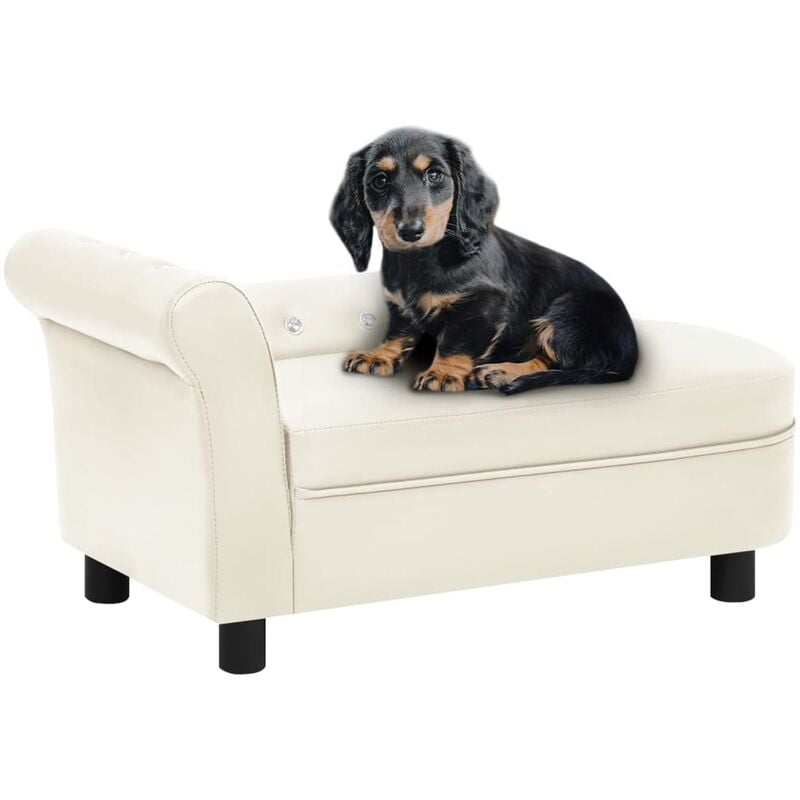 

BHD - Sofá para perros cuero sintético crema 83x45x42 cm