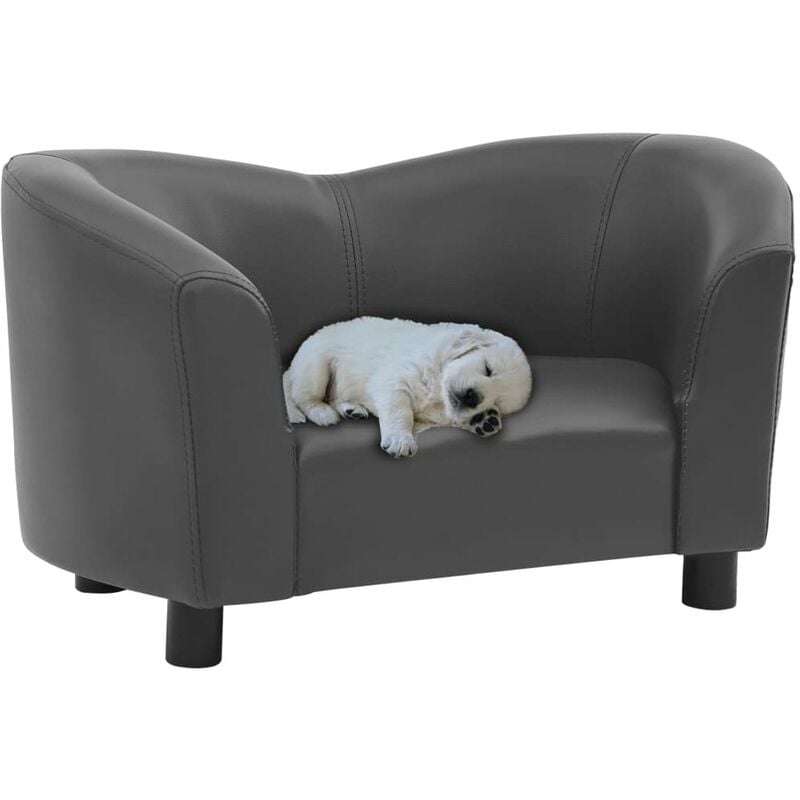 

Sofa para perros cuero sintetico gris 67x41x39 cm