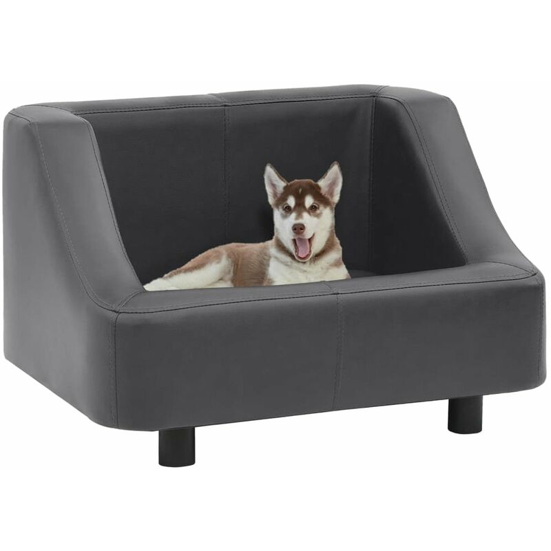 

Sofa para perros cuero sintetico gris 67x52x40 cm