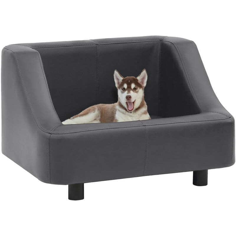 

Sofa para perros cuero sintetico gris 67x52x40 cm