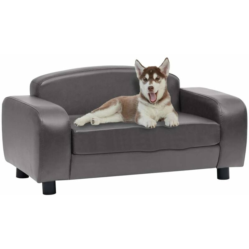 

Sofa para perros cuero sintetico gris 80x50x40 cm