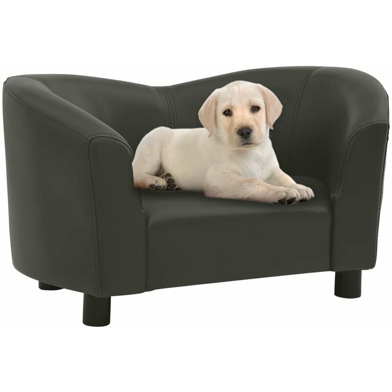 

Sofa para perros cuero sintetico gris oscuro 67x41x39 cm