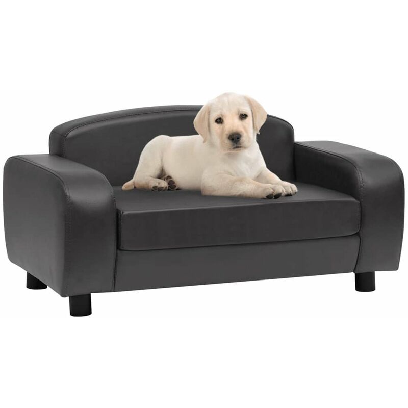 

Sofa para perros cuero sintetico gris oscuro 80x50x40 cm