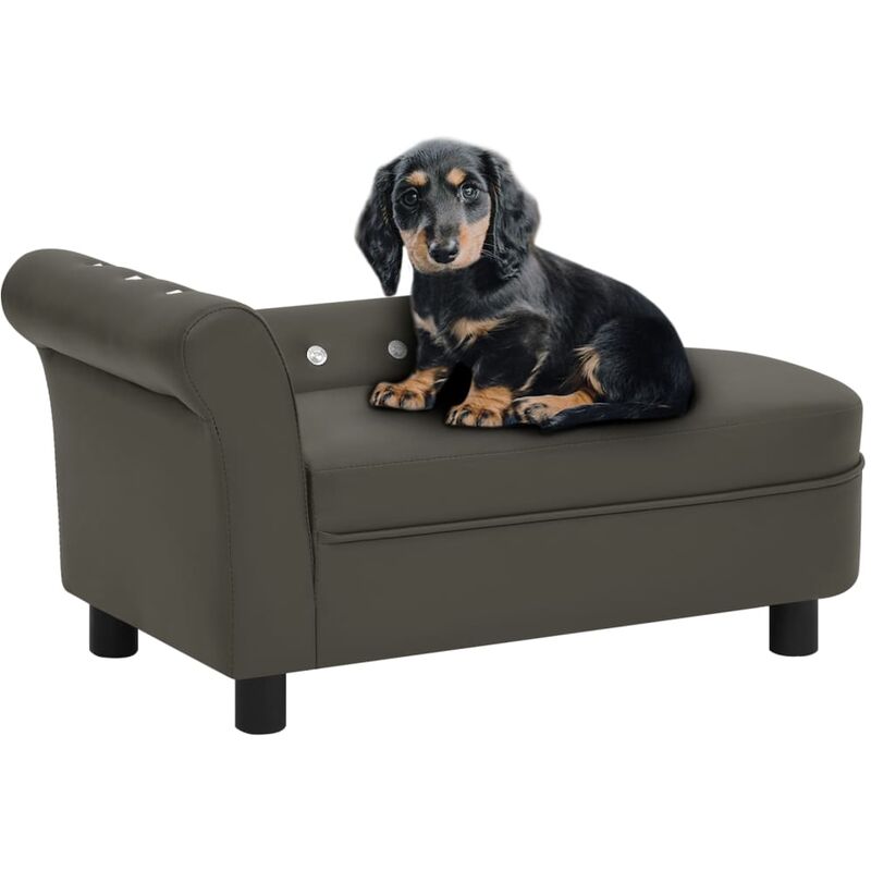 

BHD - Sofá para perros cuero sintético gris oscuro 83x45x42 cm
