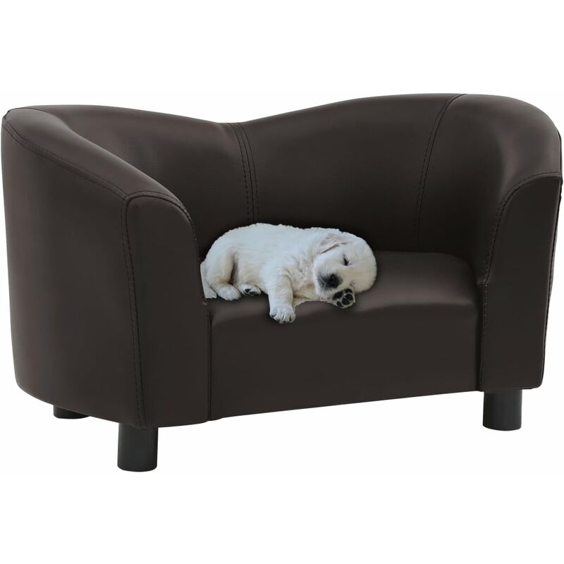 

BHD - Sofá para perros cuero sintético marrón 67x41x39 cm