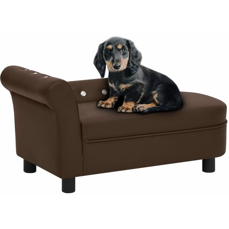 

BHD - Sofá para perros cuero sintético marrón 83x45x42 cm