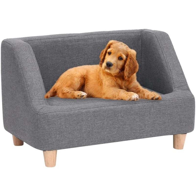 

BHD - Sofá para perros de lino gris 60x37x39 cm