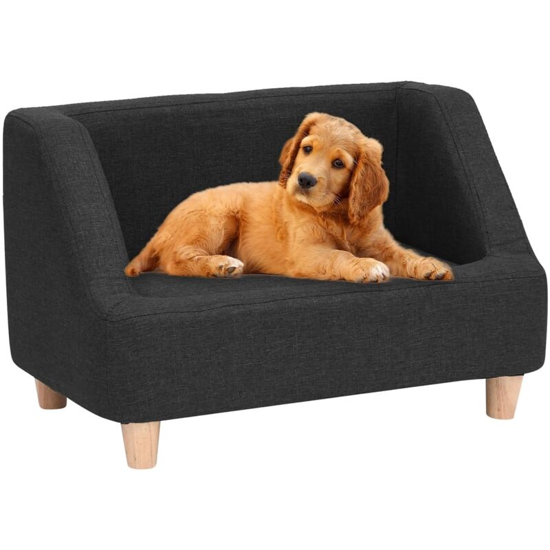 

BHD - Sofá para perros de lino negro 60x37x39 cm