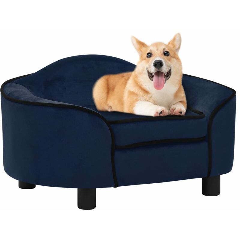 

BHD - Sofá para perros felpa azul 67x47x36 cm
