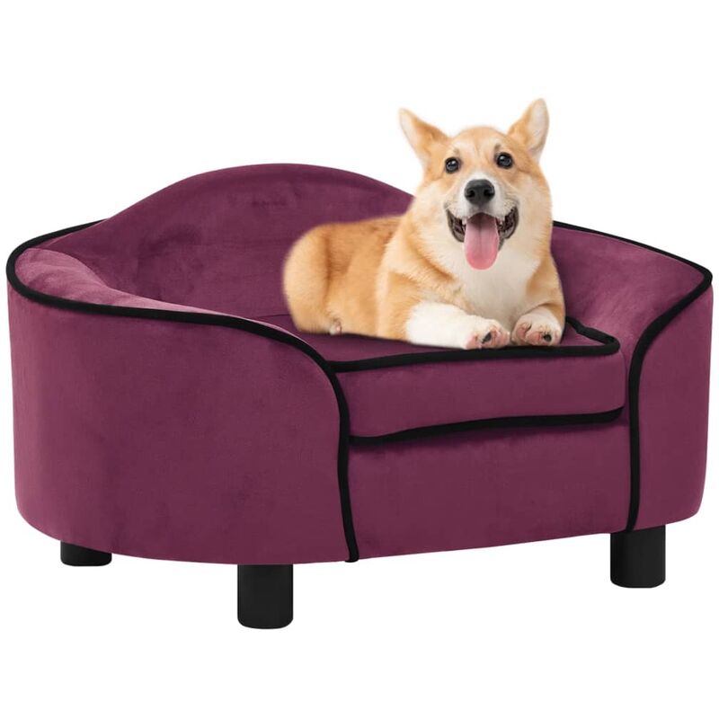 

BHD - Sofá para perros felpa borgoña 67x47x36 cm