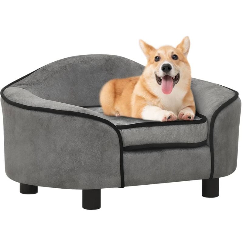 

BHD - Sofá para perros felpa gris 67x47x36 cm