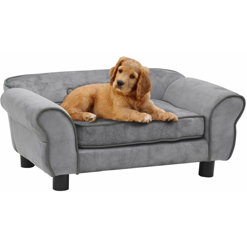 

Sofa para perros felpa gris 72x45x30 cm