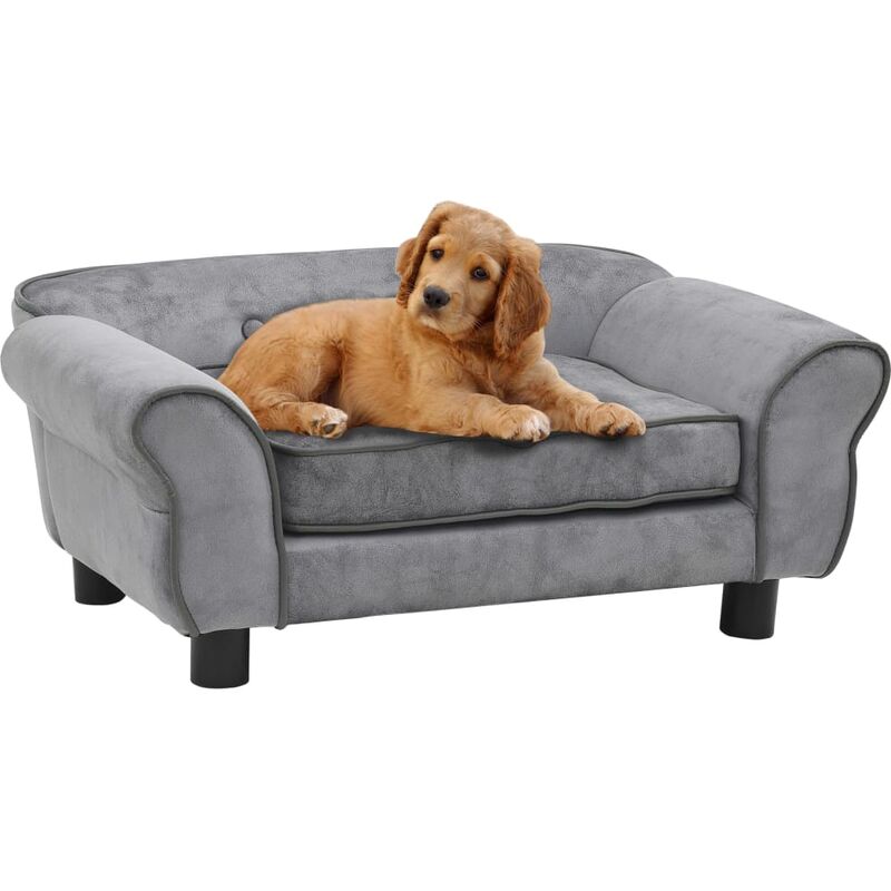 

BHD - Sofá para perros felpa gris 72x45x30 cm