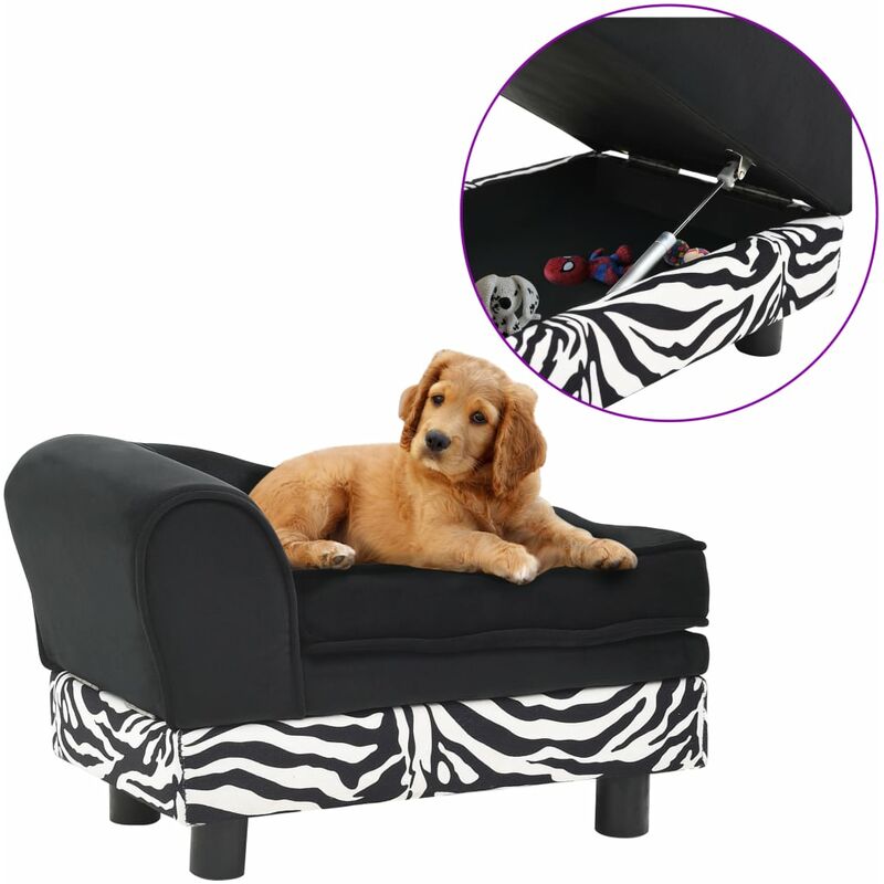 

BHD - Sofá para perros felpa negro 57x34x36 cm