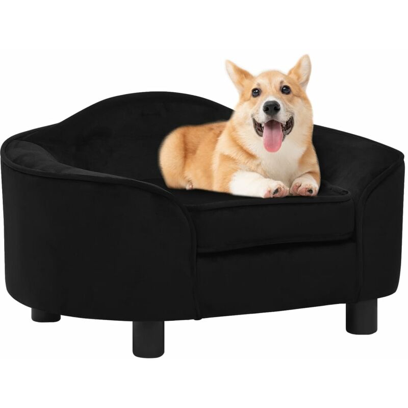 

BHD - Sofá para perros felpa negro 67x47x36 cm