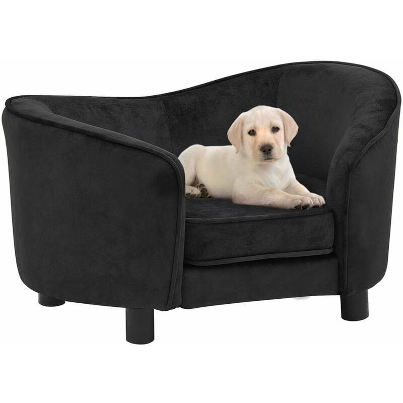 

Sofa para perros felpa negro 69x49x40 cm