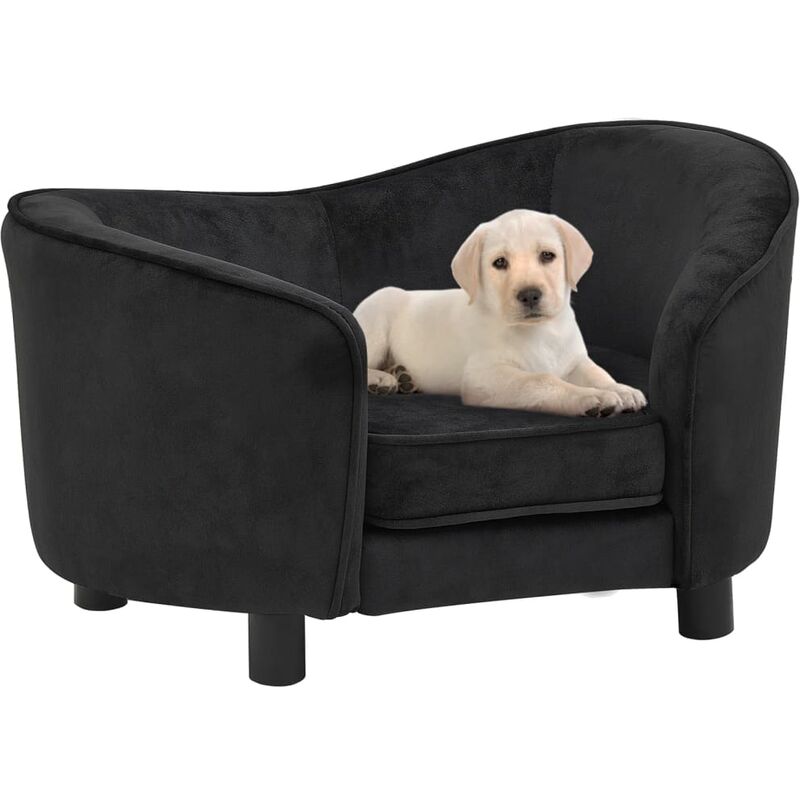 

BHD - Sofá para perros felpa negro 69x49x40 cm