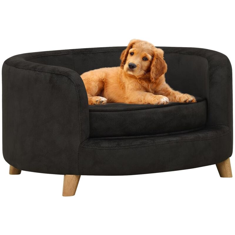 

BHD - Sofá para perros felpa negro 69x69x36 cm