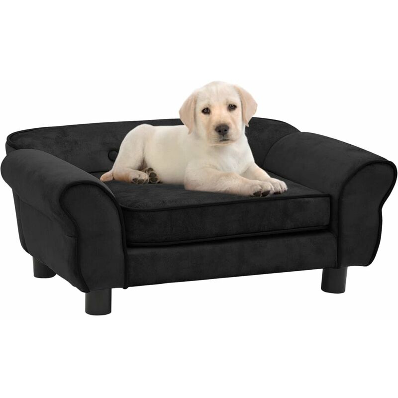 

Sofa para perros felpa negro 72x45x30 cm